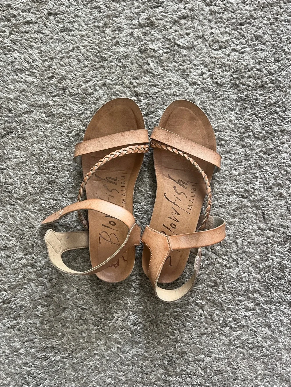Blowfish Strappy Braided Tan Leather Sandals
